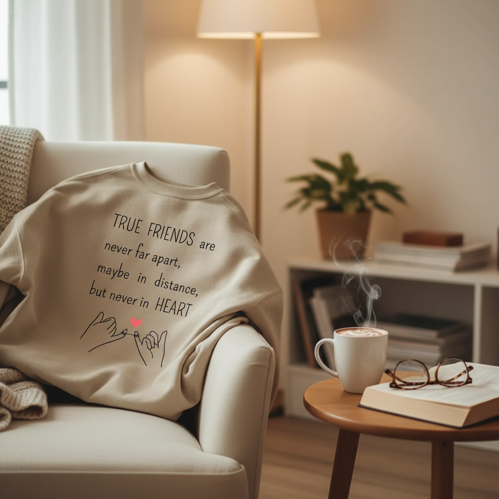 Sweatshirt “Les vrais amis, toujours dans le cœur”