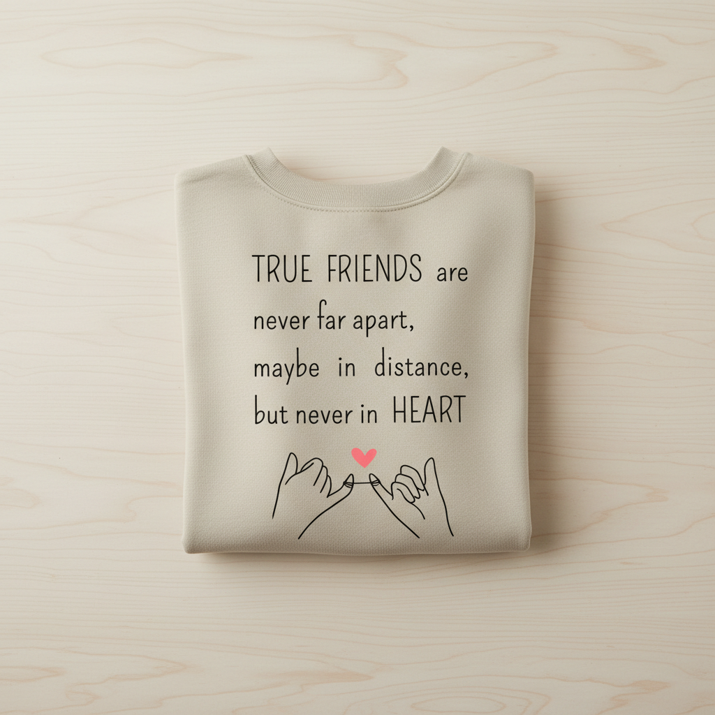 Sweatshirt “Les vrais amis, toujours dans le cœur”